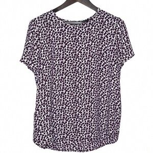 Ann Taylor Purple and White Short Sleeve Top